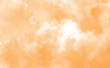 Abstract watercolor texture in orange tones for background. Watercolor painting design with orange cloudy gradient. Artistic orange clouds with a natural dispersion of color.	