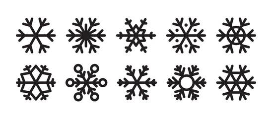 Snowflake icons. Winter snowflakes set