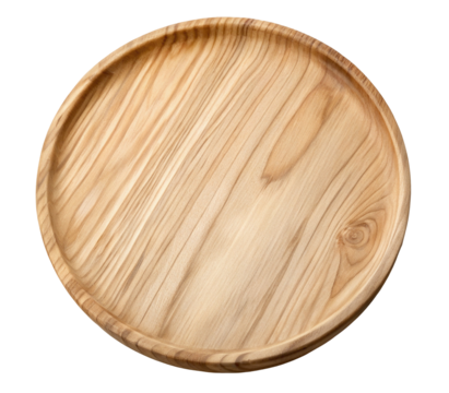 Round natural wood serving platter with rustic design for kitchen and dining decoration ideas