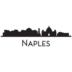 Fototapeta premium Naples skyline horizontal banner. Naples, Italy. Vector template for your design. Vector black silhouette. with white background