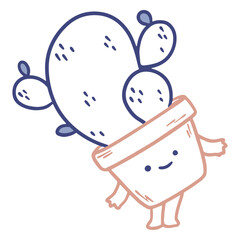 Cute happy cactus in a pot