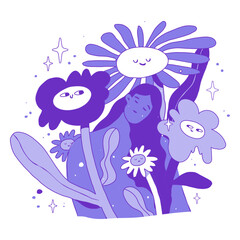 Feminism monochromatic flowers