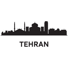 Obraz premium Tehran skyline horizontal banner. Tehran, Iran. Vector template for your design. Vector black silhouette. with white background