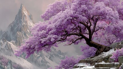 Dreamy Purple Tree Landscape
