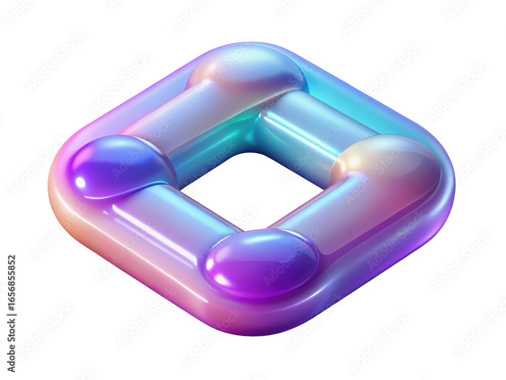 Poster abstract rhombus with rounded edges iridescent colors modern design futuristic shape aesthetic compo