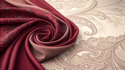 Abstract burgundy fabric texture in red and maroon gradients with copy space