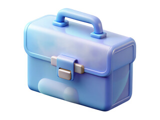 Blue toolbox icon 3d illustration toolkit storage container isometric view repair equipment construction concept industrial supply box organization tool 3d rendering plastic style icon on 