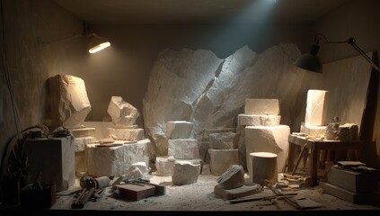 Studio of sculpted stone