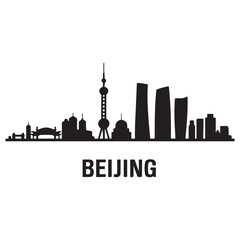 Obraz premium Beijing skyline silhouette. Vector illustration. Vector black silhouette. with white background