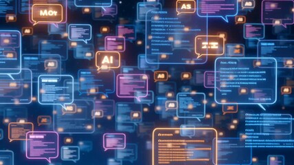 Artificial Intelligence Chatbot Data Flow and Network Communication - Powered by Adobe