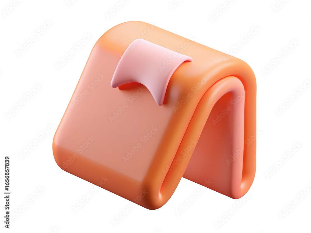 Poster cartoonish design of wallet shape 3d object isolated on background shiny peach and pink colors simpl