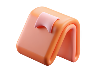 Cartoonish design of wallet shape 3d object isolated on background shiny peach and pink colors simple cute look 3d rendering plastic style icon on transparent background