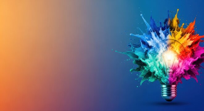 Colorful Light Bulb Idea Explosion Inspiration Creativity