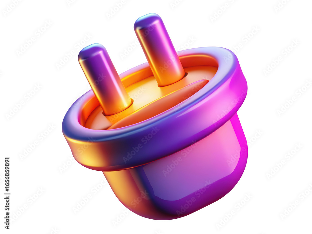 Poster glossy electric plug 3d minimalist design connection electricity device power adapter cord wire tech