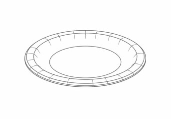 An oval paper plate sketched with gray lines shows depth and curvature