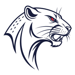 Fierce panther head with glowing red eyes jaguar big cat