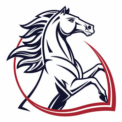 Stylized horse in motion with red ribbon stallion mare