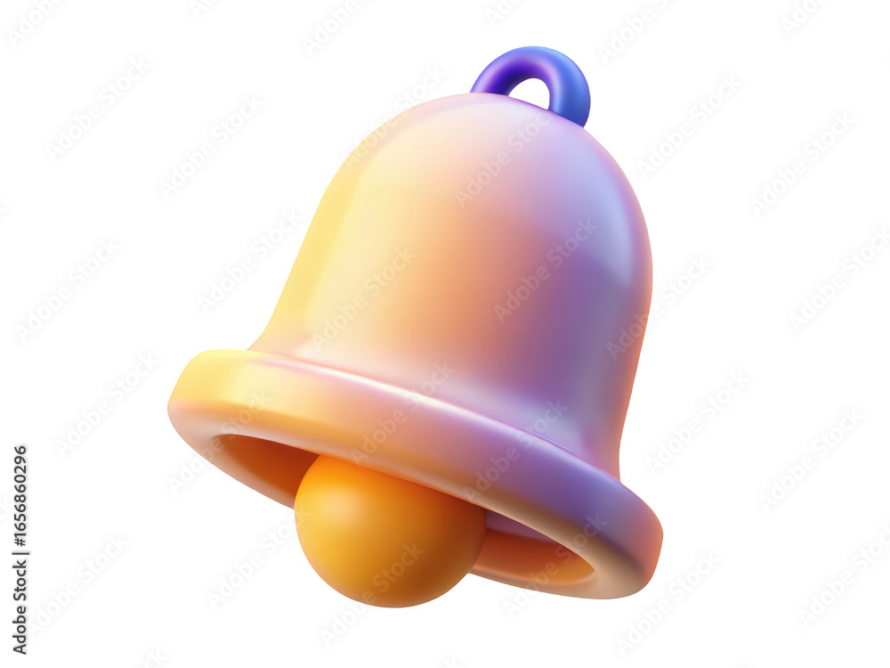 Poster glossy notification bell rendering alert reminder symbol attention concept ui design element3d rende