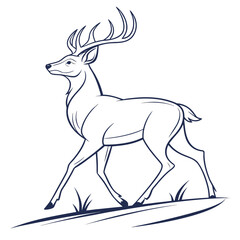 Majestic Deer Walking on Grass stag male deer