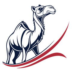 Stylized camel with red swoosh logo animal mammal
