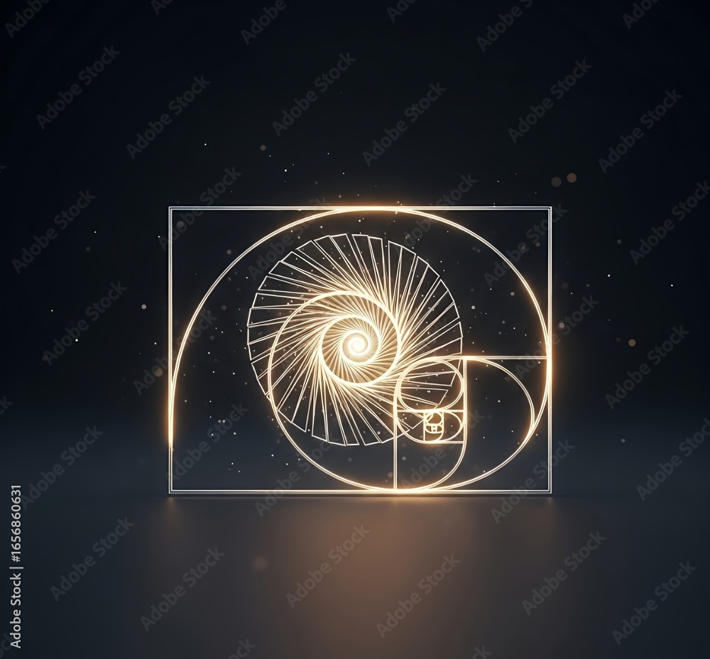 Aufkleber golden ratio - 3d rendering of mathematical proportion and geometric spiral, abstract visualization 