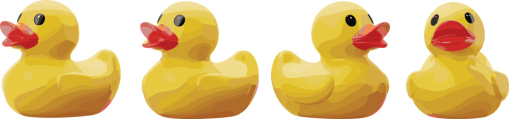 Yellow rubber ducks in a row, classic bath toy, plastic duck figurines, cute bathtub accessories, water play toys, children’s bath fun, floating duck collection, playful decoration