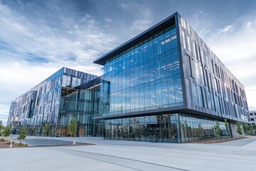 Fototapeta premium Modern office buildings under a dramatic sky
