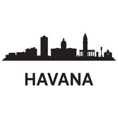 Fototapeta premium Havana skyline silhouette. Landscape Havana, Cuba. Vector illustration. Vector black silhouette. with white background