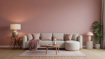Cozy and inviting living room with a plush sofa warm lighting and a touch of modern elegance
