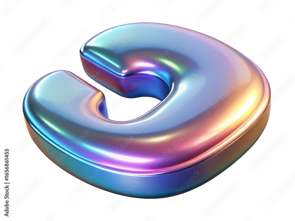 Poster holographic metal shape with rainbow gradient reflective surface elegant modern design 3d rendering 