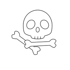 A skull with a skeleton's arm sticking out of it