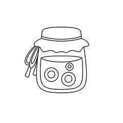 A jar with a lid and a string hanging from it