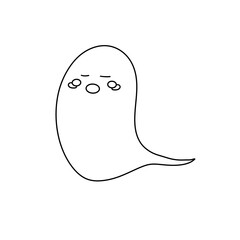 A ghostly figure with a sad face and a mouth open