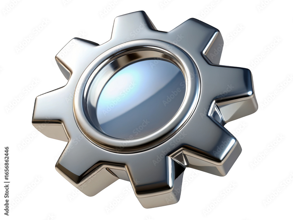 Poster metallic gear mechanism illustration precision engineering shiny silver cogwheel design industrial a