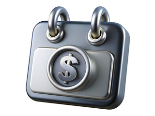 Metallic calendar with dollar sign represents financial planning important dates 3d rendering plastic style icon on transparent background