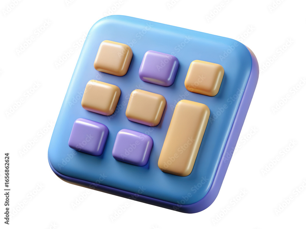 Poster minimalist pastel calculator app icon button modern design shiny rounded 3d rendering plastic style 