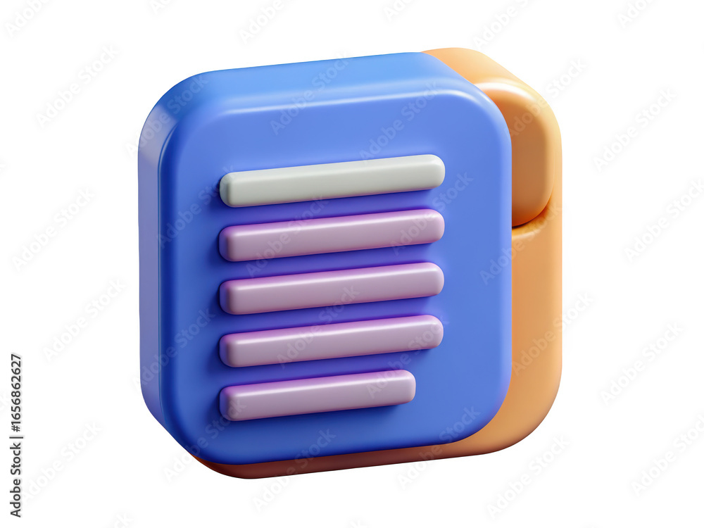 Poster modern document file icon interface design pastel colors 3d rendering plastic style icon on transpar