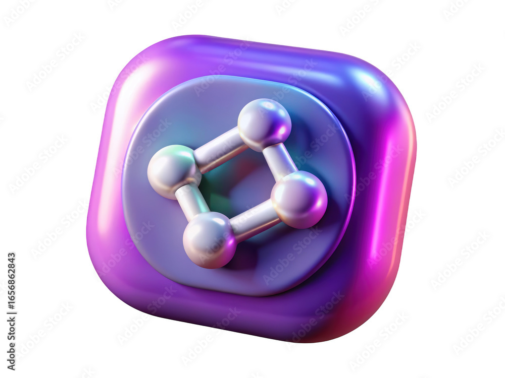 Aufkleber molecule connection icon 3d network connection chemical structure science symbol chemistry illustrat