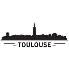 Toulouse skyline silhouette. Black Toulouse city. Vector black silhouette. with white background