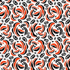 Seamless pattern  with flowers in doodle style. Vector illustration.