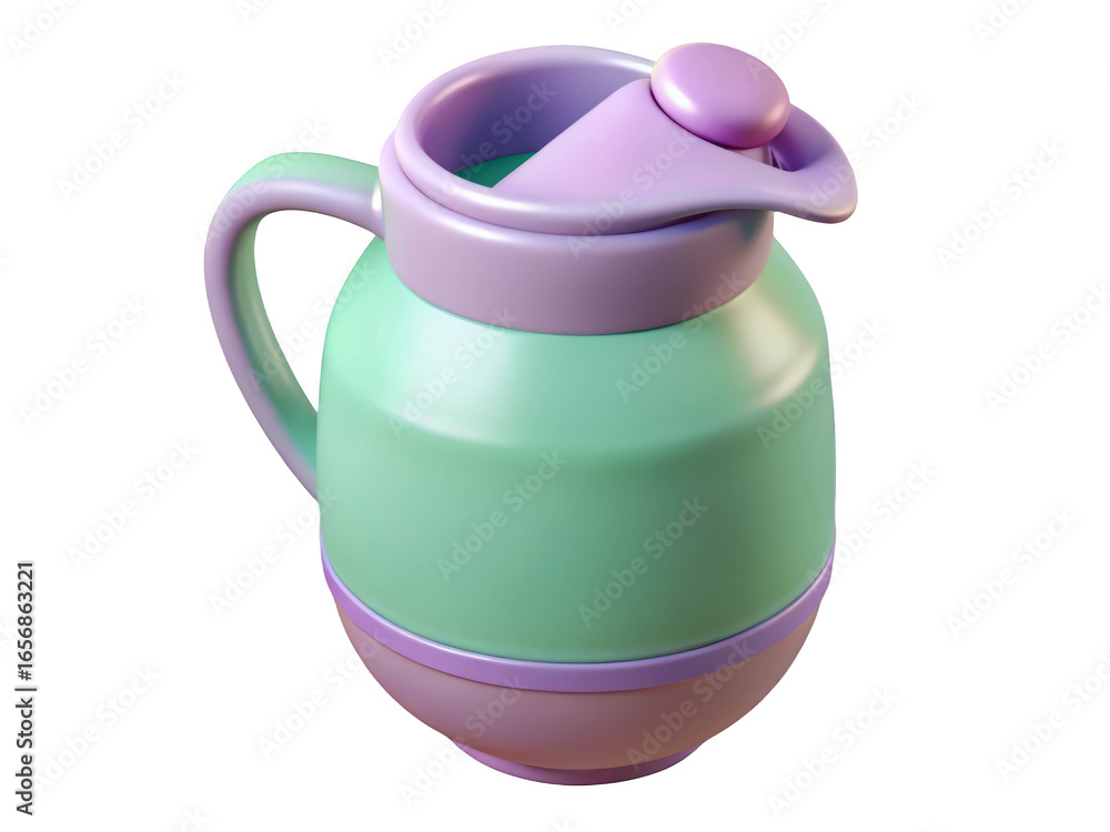 Aufkleber pastel colored thermos pitcher stylized 3d illustration rendering clean lines sleek design modern ta