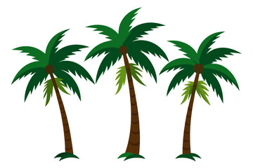 Vibrant trio of stylized palm trees evoking tropical paradise and summer vacation vibes, perfect for beach-themed designs and travel promotions