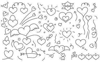Doodle hearts vector pattern for valentine's day