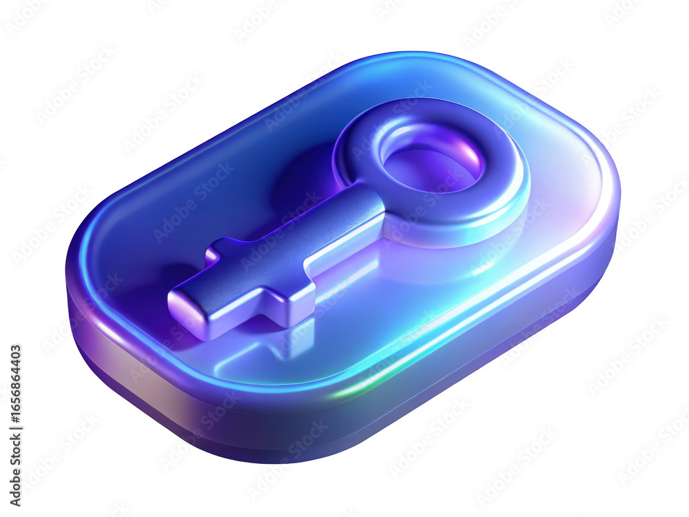 Poster secure access concept modern style key icon isolated metallic glossy key access control security log