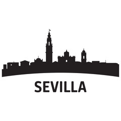 Fototapeta premium Sevilla skyline silhouette. Black Sevilla city. Vector black silhouette. with white background