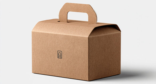 Kraft Cardboard Packaging Box Design Handle Closed Recyclable Eco-Friendly Gift Food Container Brand Logo Manufacturing Minimalism Modern Clean 