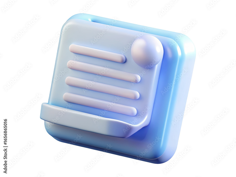Poster simple blue document symbol business record icon organize data 3d rendering plastic style icon on tr