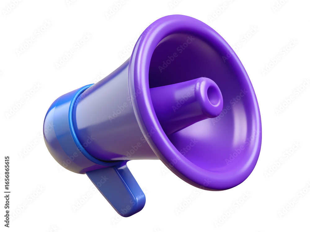 Poster stylized purple megaphone communication announcer stylish public address system voicemail notificati