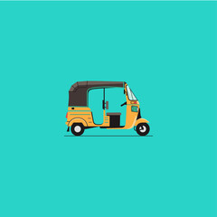 Auto rickshaw side view icon logo flat vector design