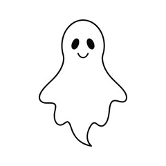 Ghost floating halloween spooky decorative silhouette outline artwork design Line Art Vector illustration